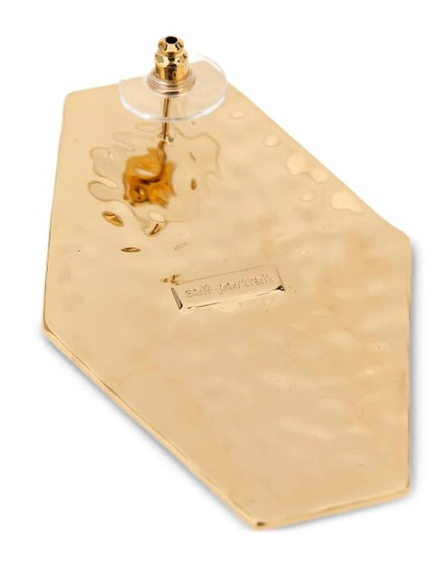 Self-Portrait large hammered pearl geometric earrings - Gold