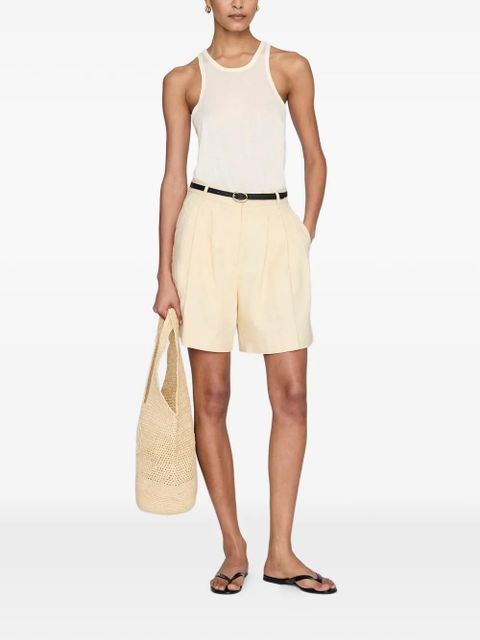 ANINE BING Brice pleated tailored shorts - Yellow