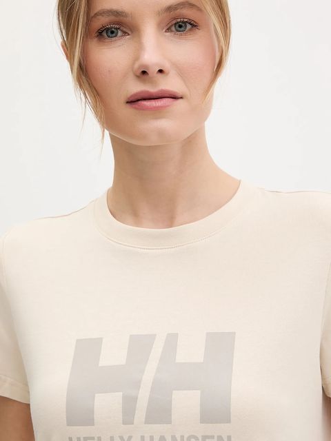 Helly Hansen t-shirt bawełniany HH LOGO damski kolor beżowy 54593
