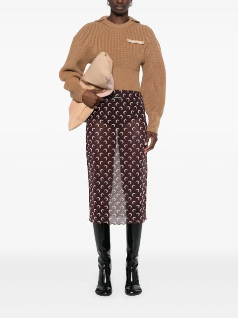 Marine Serre Half Cardigan Knit Sailor sweater - Brown - zdjęcie produktu nr 2