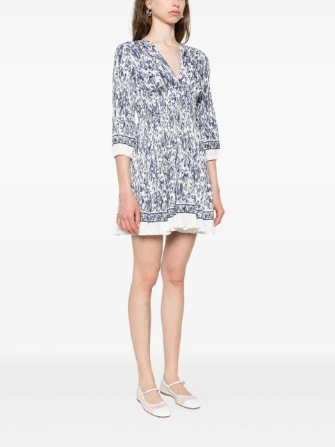 Maje floral-print pleated mini dress - Blue