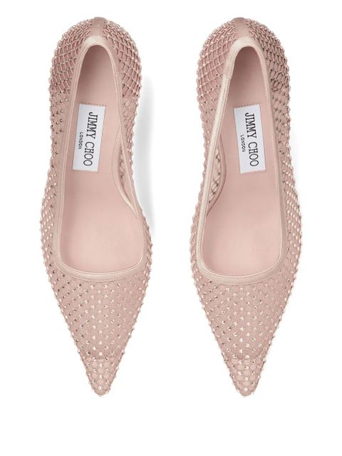 Jimmy Choo 80mm Ixia crystal-embellished mesh pumps - Pink