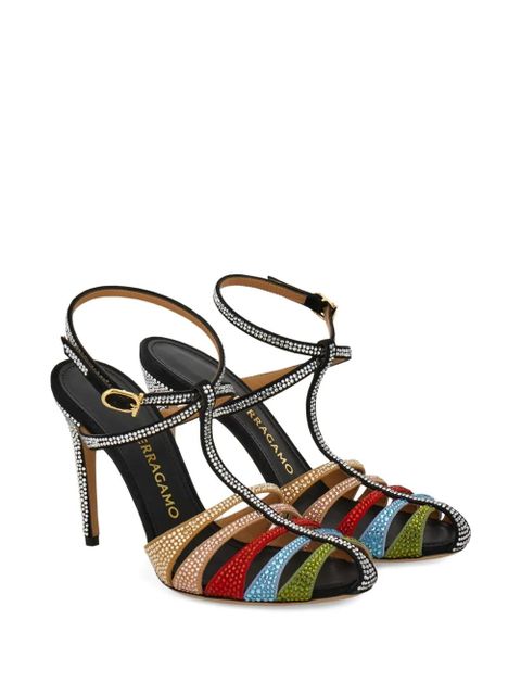 Ferragamo 90mm crystal-embellished caged sandals - Black - zdjęcie produktu nr 2