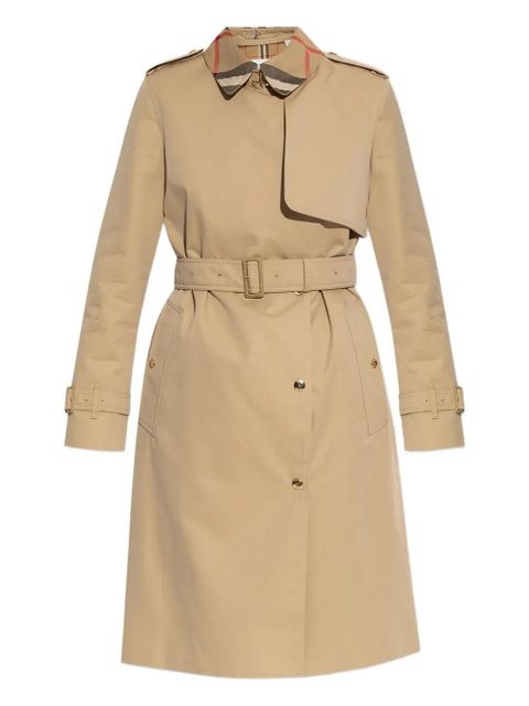 Burberry belted check-collar coat - Neutrals - zdjęcie produktu nr 1