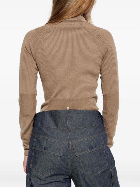 Moncler Grenoble logo-appliqué ribbed-knit jumper - Neutrals