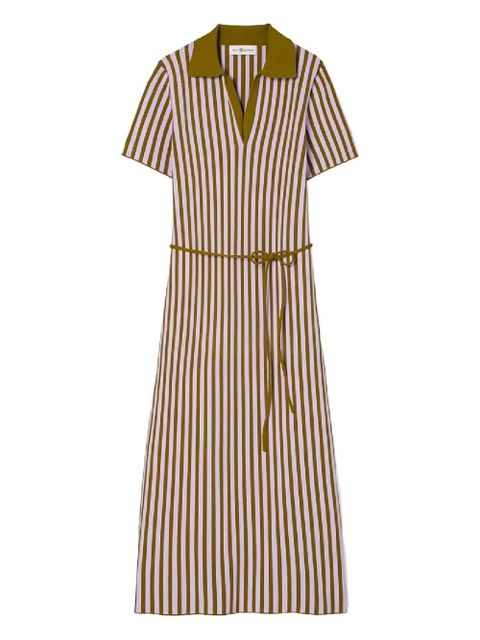 Tory Burch striped collared midi dress - Brown - zdjęcie produktu nr 1