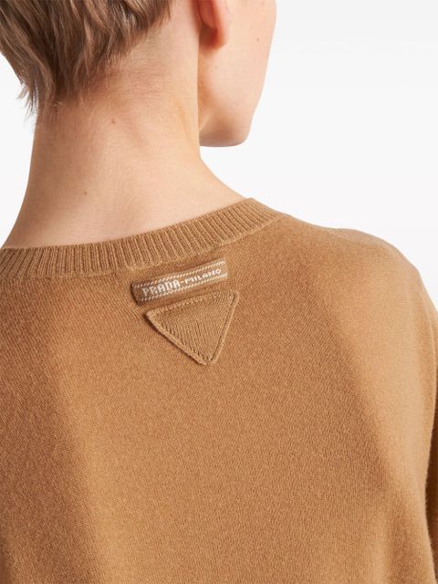 Prada triangle-logo cashmere knitted top - Brown