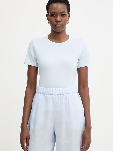 MM by Max Mara t-shirt basic damski bawełniany z elastanem MULINO - zdjęcie produktu nr 2