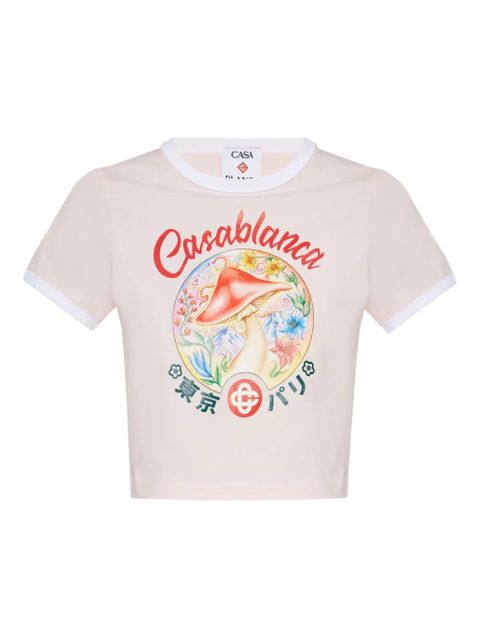 Casablanca Mushroom graphic-print cropped T-shirt - Pink - zdjęcie produktu nr 1
