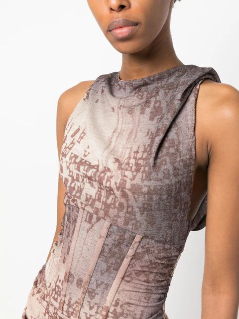 MISBHV Typewriter Corset mini dress - Brown