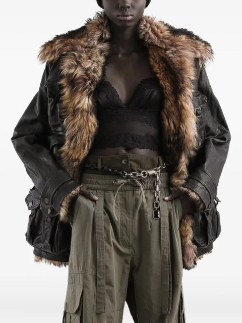 Dolce & Gabbana fur-trimmed pocket coat - Black - zdjęcie produktu nr 2