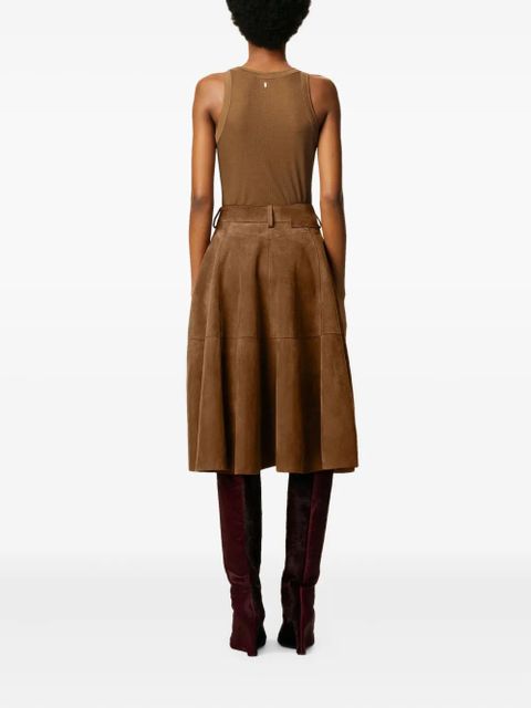 AMI Paris leather midi skirt - Brown