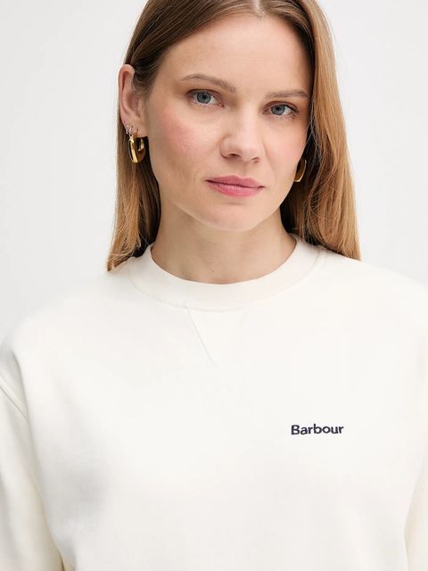 Barbour bluza bawełniana damska kolor beżowy gładka LOL0623