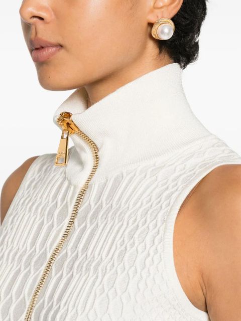 Balmain zip high-neck top - White