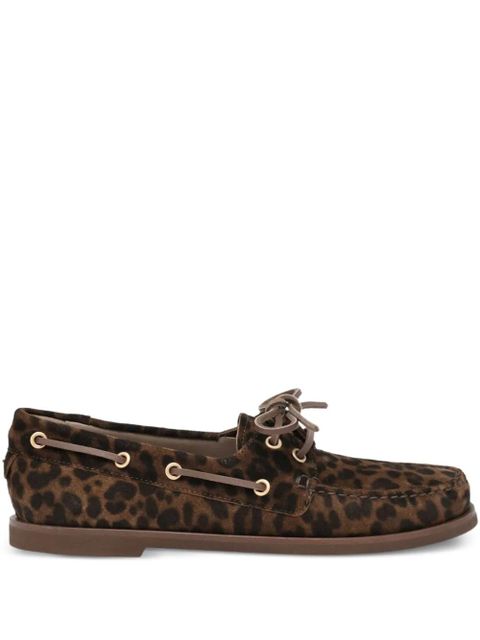 Gianvito Rossi Vandée leopard print lace-up boat shoes - Brown - zdjęcie produktu nr 1