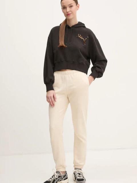 Puma bluza damska kolor czarny z kapturem z aplikacją 632338