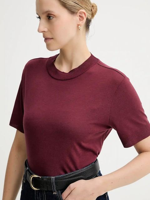Calvin Klein t-shirt damski kolor bordowy LV044B206G