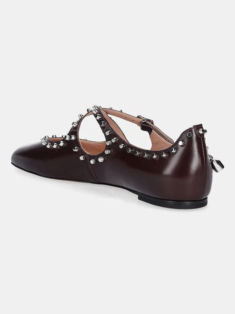 Bally baleriny skórzane BELISKA-STUDS kolor bordowy WA051M