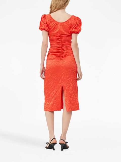 GANNI ruched midi dress - Red