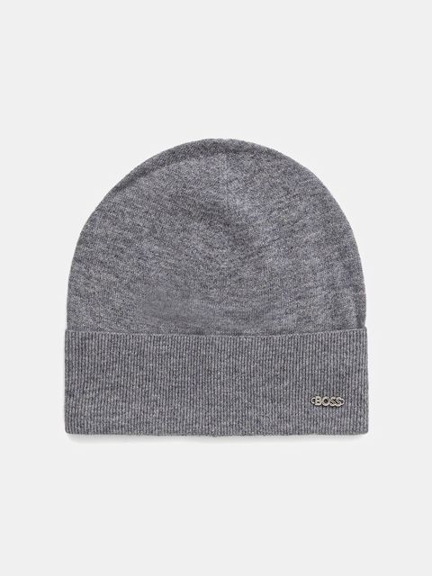 BOSS czapka wełniana kolor szary z cienkiej dzianiny wełniana 50524276 - zdjęcie produktu nr 1