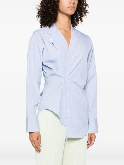 Róhe striped asymmetrical cotton shirt - Blue