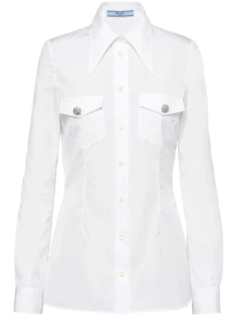 Prada jewel-buttons poplin shirt - White - zdjęcie produktu nr 1