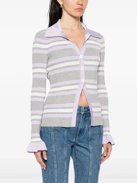 Self-Portrait striped cardigan - Grey