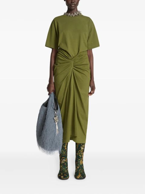 DRIES VAN NOTEN knotted jersey midi skirt - Green