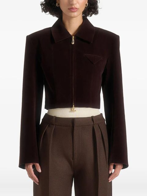 Manière De Voir Adina velvet zip jacket - Brown - zdjęcie produktu nr 2