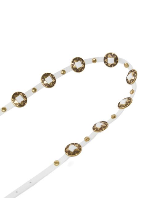 PINKO stud embellished leather belt - White