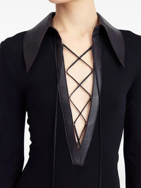 16Arlington Talia lace-up collared midi dress - Black