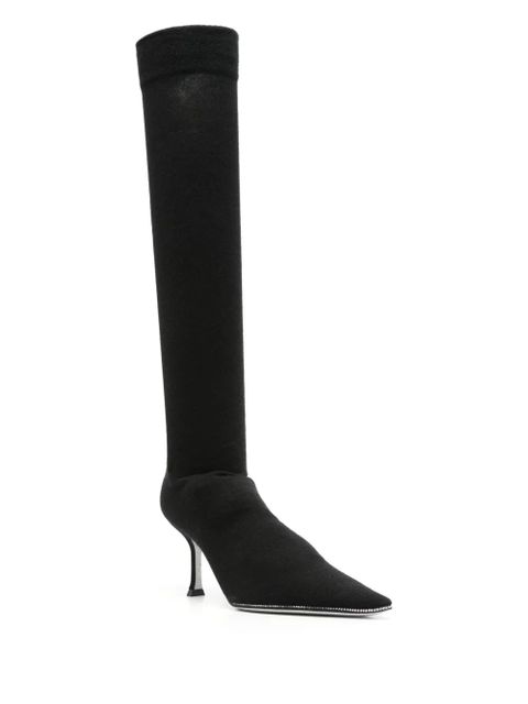 René Caovilla 70mm crystal-embellished knitted boots - Black - zdjęcie produktu nr 2
