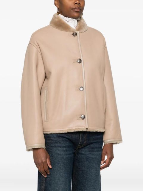 Yves Salomon fur-collar buttoned coat - Brown