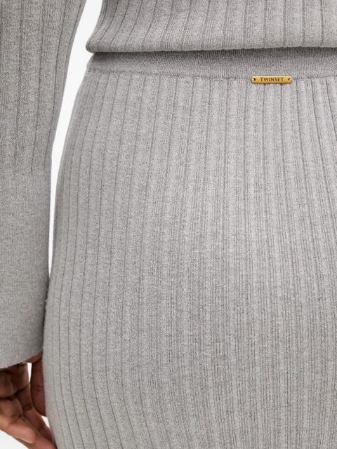 TWINSET ribbed front-slit midi skirt - Grey