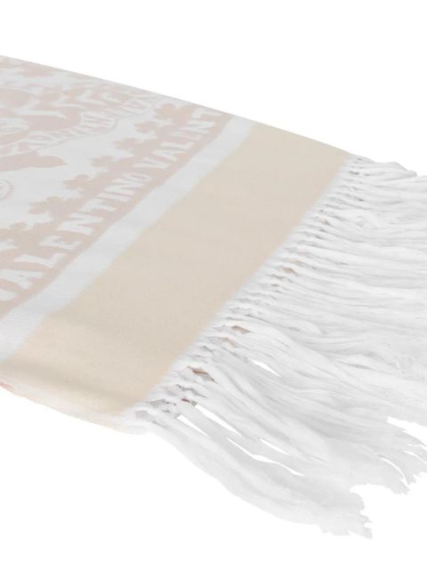 Valentino Garavani floral fringed scarf - White - zdjęcie produktu nr 2