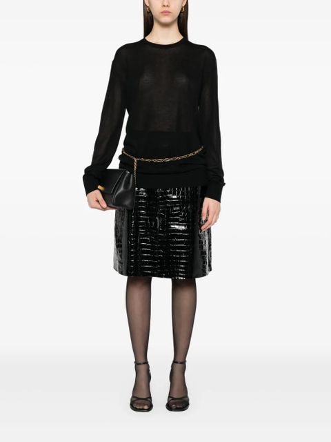 TOTEME crocodile-embossed skirt - Black