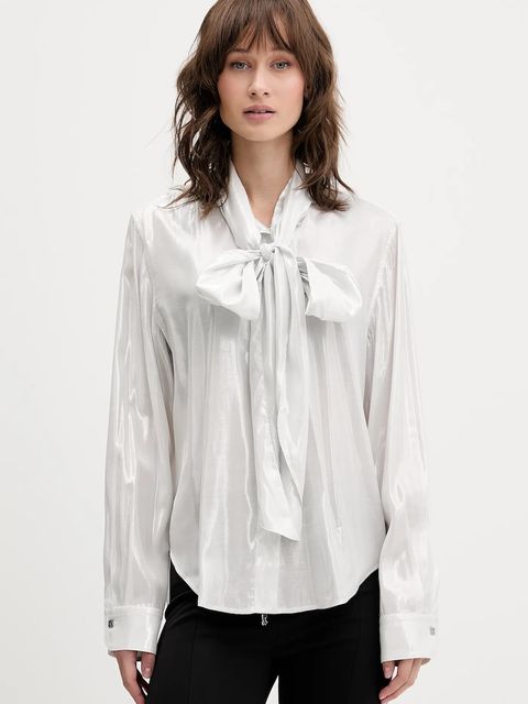 HUGO koszula damska kolor srebrny regular ze stójką 50548422 - zdjęcie produktu nr 1