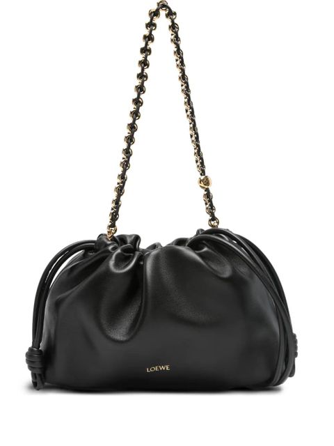 LOEWE medium Flamenco chain drawstring clutch bag - Black - zdjęcie produktu nr 1