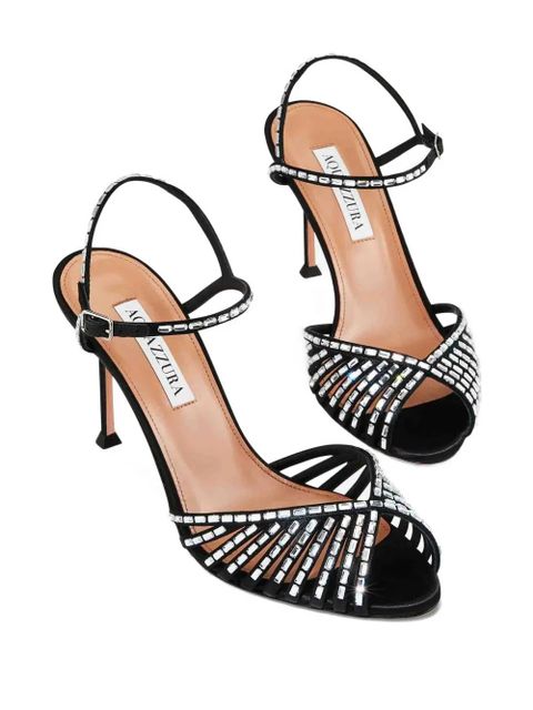 Aquazzura Hold Me crystal-embellished heeled sandals - Black