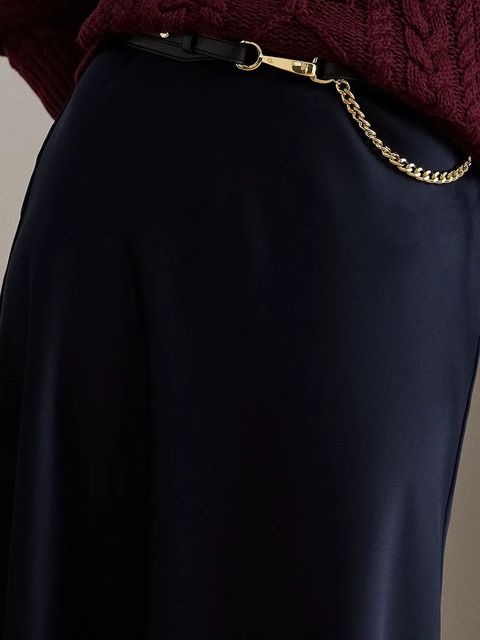 Lauren Ralph Lauren spódnica kolor granatowy midi rozkloszowana 200925882