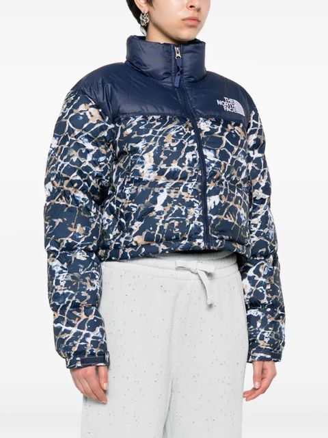 The North Face abstract-print quilted jacket - Blue
