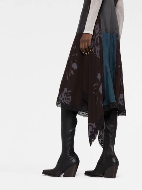 Marine Serre V-neck silk midi dress - Blue