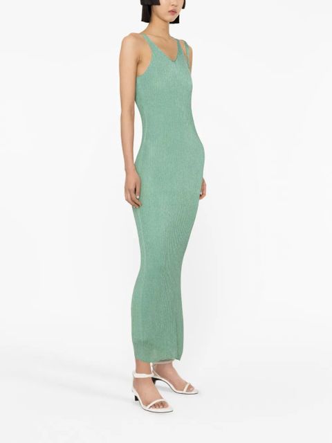 Simkhai Ivette metallic-rib midi dress - Green