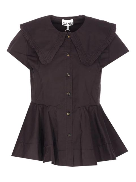 GANNI ruffled button shirt - Brown - zdjęcie produktu nr 1