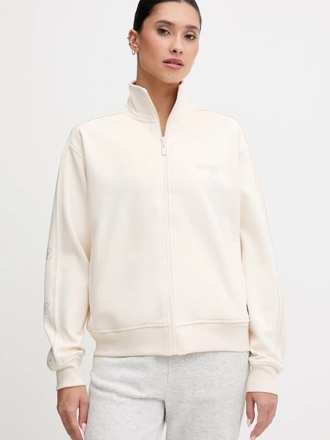 Guess bluza OCTAVIA damska kolor beżowy z kapturem z aplikacją V5BQ15 KCX22 - zdjęcie produktu nr 1