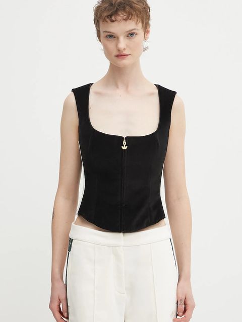 adidas Originals top welurowy Velvet kolor czarny KF4693 - zdjęcie produktu nr 1