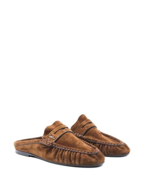 Saint Laurent logo detail loafer mules - Brown - zdjęcie produktu nr 2