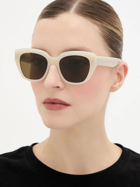 Saint Laurent okulary przeciwsłoneczne damskie kolor beżowy SL 827