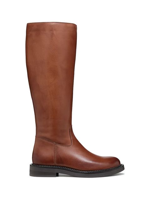 Geox kozaki skórzane D SERILDA damskie kolor brązowy na płaskim obcasie D46WYA 00043 C6002 - zdjęcie produktu nr 1