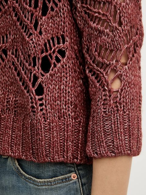 Sisley sweter z dodatkiem wełny damski kolor czerwony 1H5BL401E